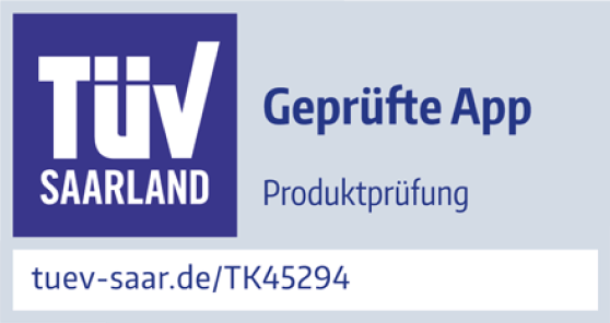 Durch den TÜV Saarland geprüfte App