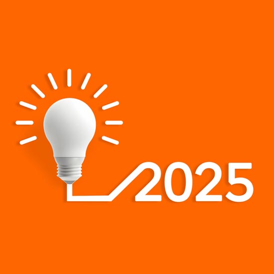 Was ändert sich 2025? Grafische Darstellung einer Glühbirne mit der Jahreszahl 2025
